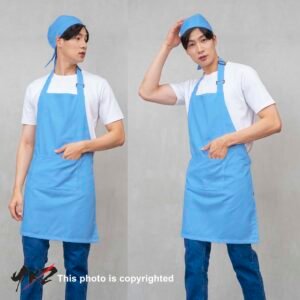 Apron full body biru muda dan topi pirates