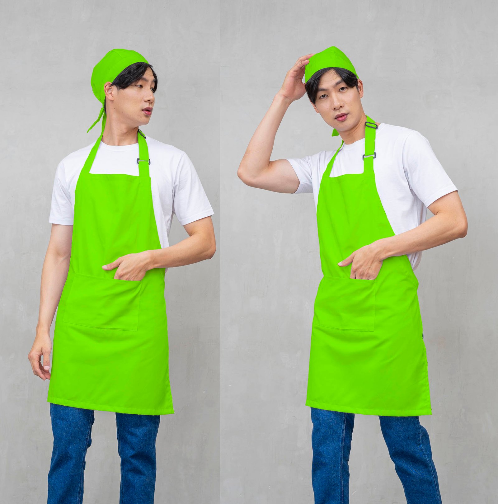 dio apron polos hijau muda