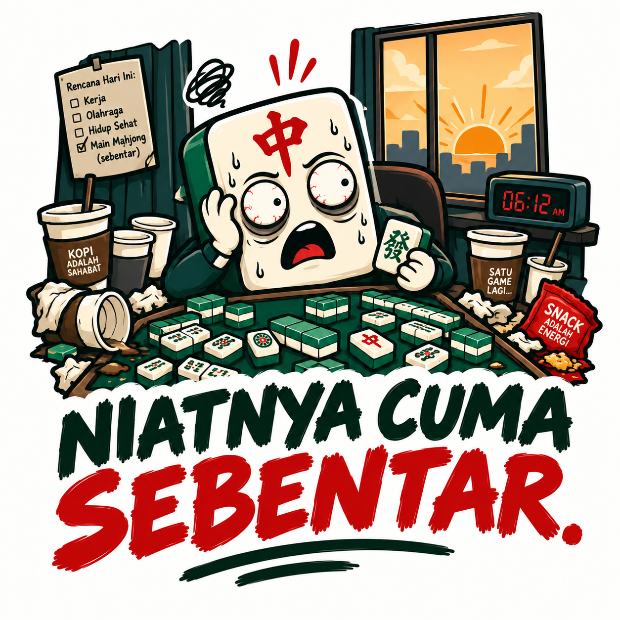 Kaos Mahjong NIAT NYA CUMA SEBENTAR - Gambar 2