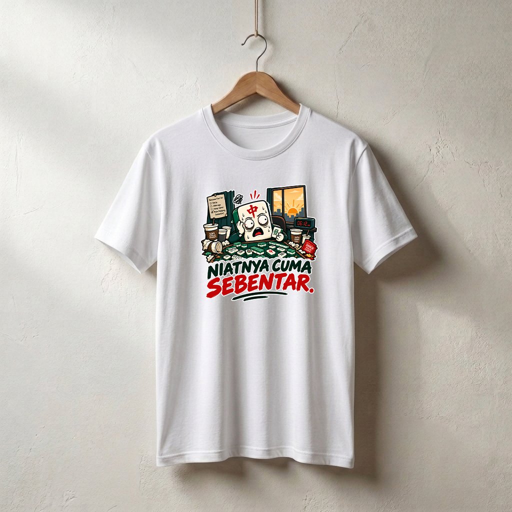 Kaos Mahjong NIAT NYA CUMA SEBENTAR - Gambar 4