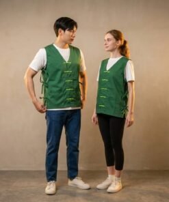 Alternative view of Chinese vest All size Hijau Sage Rompi mahjong